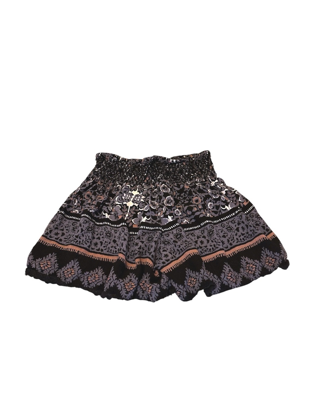 ANGIE earthy goth Boho Floral Smocked Waist Flowy Shorts small